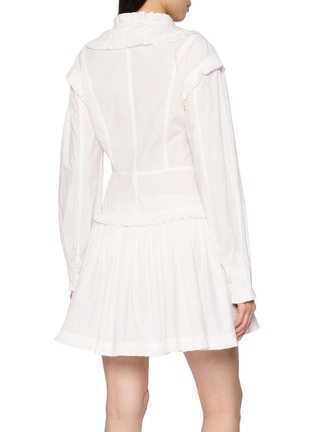 Back View - Click To Enlarge - ULLA JOHNSON - Beatrix Pleated Trim Cotton Mini Dress