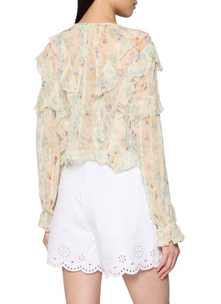 Back View - Click To Enlarge - ULLA JOHNSON - Delfina Ruffle Trim Floral Silk Blouse