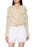 ULLA JOHNSON Delfina Ruffle Trim Floral Silk Blouse