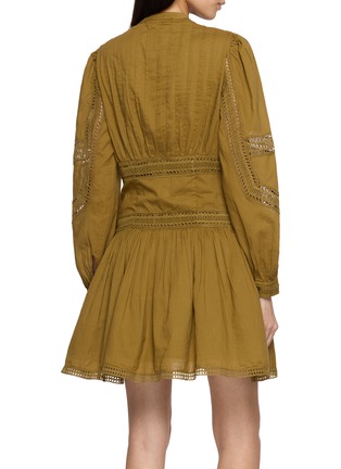 Back View - Click To Enlarge - ULLA JOHNSON - Elysia Long Sleeve Lace Trim Cotton Mini Dress