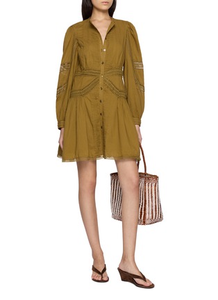 Figure View - Click To Enlarge - ULLA JOHNSON - Elysia Long Sleeve Lace Trim Cotton Mini Dress