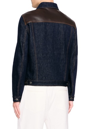 Back View - Click To Enlarge - BRUNELLO CUCINELLI - Leather Yoke Denim Jacket