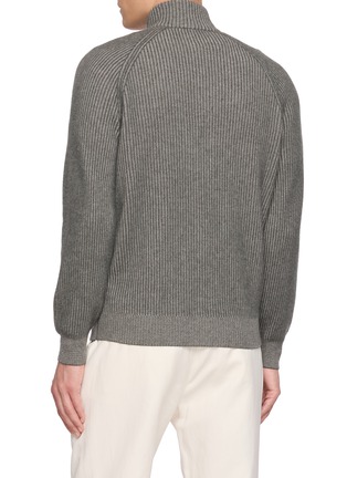 Back View - Click To Enlarge - BRUNELLO CUCINELLI - Ribbed Full Zip Cashmere Cardigan