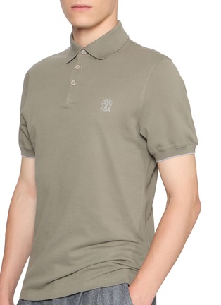  - BRUNELLO CUCINELLI - Embroidered Logo Cotton Polo Shirt