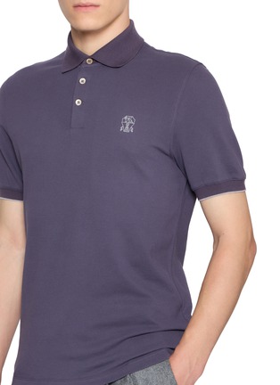  - BRUNELLO CUCINELLI - Embroidered Logo Cotton Polo Shirt