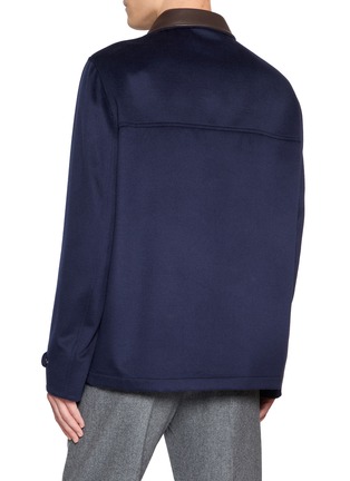 Back View - Click To Enlarge - BRUNELLO CUCINELLI - Leather Collar Wool Overcoat