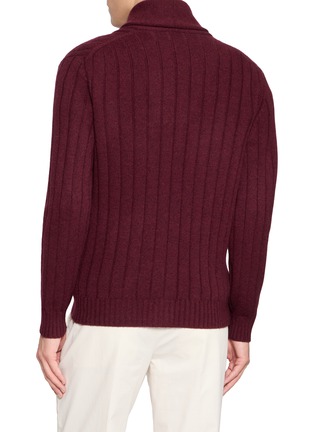 Back View - Click To Enlarge - BRUNELLO CUCINELLI - Ribbed Shawl Collar Cashmere Knit Cardigan