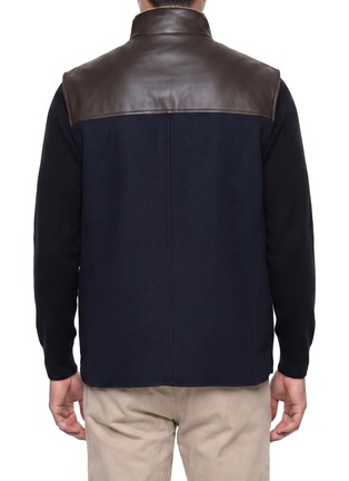 Back View - Click To Enlarge - BRUNELLO CUCINELLI - Shearling Lined Leather Panel Vest