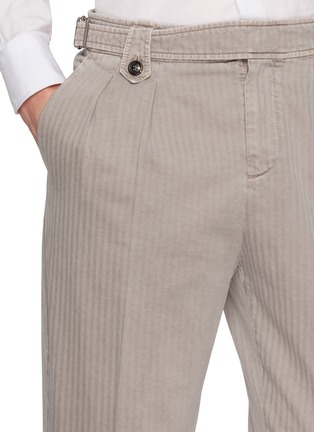  - BRUNELLO CUCINELLI - Double Pleat Striped Cotton Trousers