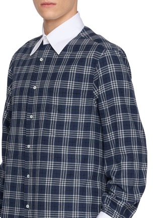  - BRUNELLO CUCINELLI - Long Sleeve Tartan Contrast Collar Shirt