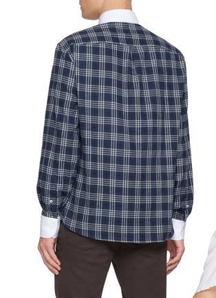 Back View - Click To Enlarge - BRUNELLO CUCINELLI - Long Sleeve Tartan Contrast Collar Shirt