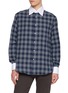BRUNELLO CUCINELLI Long Sleeve Tartan Contrast Collar Shirt