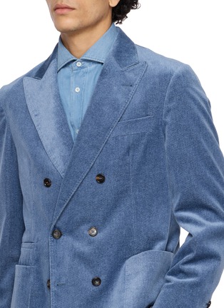 Detail View - Click To Enlarge - BRUNELLO CUCINELLI - Doubel Breasted Medium Wash Denim Blazer