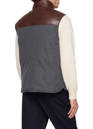 Back View - Click To Enlarge - BRUNELLO CUCINELLI - Leather Yoke Wool Padded Vest
