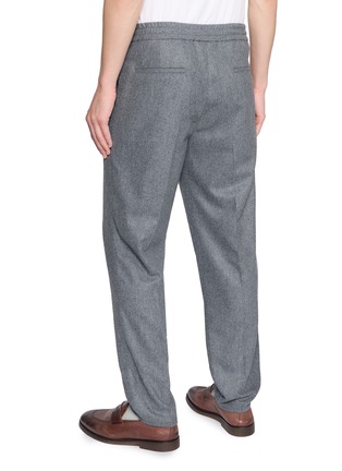 Back View - Click To Enlarge - BRUNELLO CUCINELLI - Drawstring Waistband Straight Leg Wool Pants