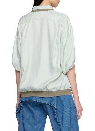 Back View - Click To Enlarge - FAFAMOON - Short Sleeve Double Collar Contrast Trim Polo Top