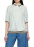 FAFAMOON Short Sleeve Double Collar Contrast Trim Polo Top