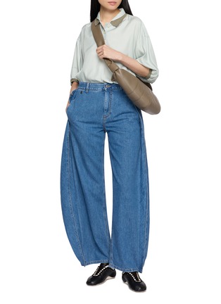 Figure View - Click To Enlarge - FAFAMOON - Short Sleeve Double Collar Contrast Trim Polo Top