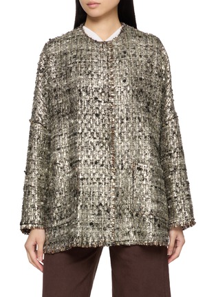Main View - Click To Enlarge - MOUCHE - Round Neck Tweed Cape Coat