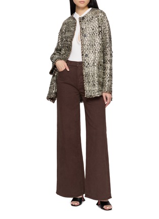 Figure View - Click To Enlarge - MOUCHE - Round Neck Tweed Cape Coat