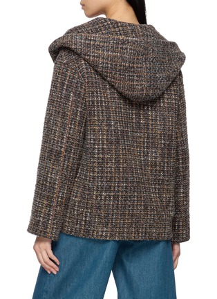 Back View - Click To Enlarge - MOUCHE - Hooded Double Breasted Tweed Jacket