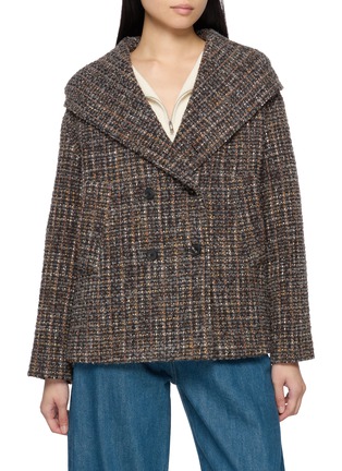 Main View - Click To Enlarge - MOUCHE - Hooded Double Breasted Tweed Jacket