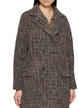  - MOUCHE - Notch Lapel Double Breasted Tweed Coat