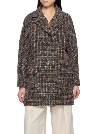 Main View - Click To Enlarge - MOUCHE - Notch Lapel Double Breasted Tweed Coat