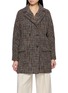 MOUCHE Notch Lapel Double Breasted Tweed Coat