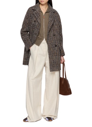 Figure View - Click To Enlarge - MOUCHE - Notch Lapel Double Breasted Tweed Coat