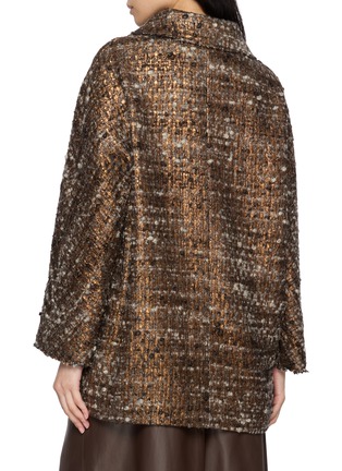 Back View - Click To Enlarge - MOUCHE - Rounded Collar Tweed Coat