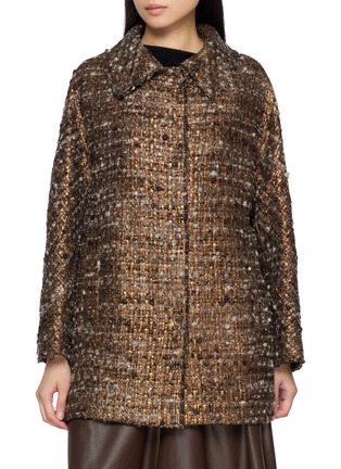 Main View - Click To Enlarge - MOUCHE - Rounded Collar Tweed Coat