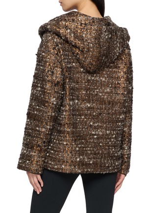 Back View - Click To Enlarge - MOUCHE - Hooded Double Breasted Tweed Jacket