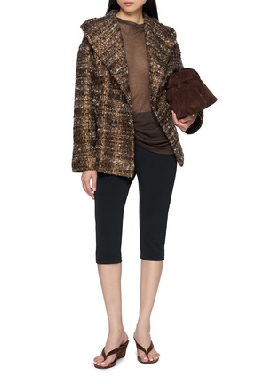Figure View - Click To Enlarge - MOUCHE - Hooded Double Breasted Tweed Jacket