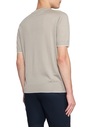 Back View - Click To Enlarge - ARCH4 - Mr Gubbins Short Sleeve Contrast Trim Cashmere Sweater