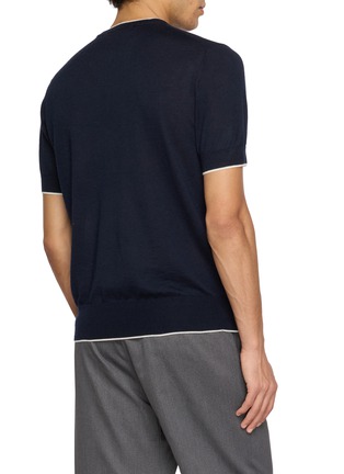 Back View - Click To Enlarge - ARCH4 - Mr Gubbins Short Sleeve Contrast Trim Cashair Knit Sweater