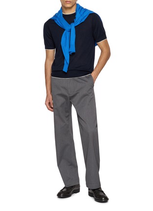 Figure View - Click To Enlarge - ARCH4 - Mr Gubbins Short Sleeve Contrast Trim Cashair Knit Sweater