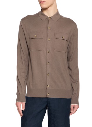 Main View - Click To Enlarge - ARCH4 - Buttoned Flap Pocket Knit Shirt