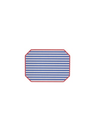 Main View - Click To Enlarge - PLUMERIA HOME - Striped Horizontal Coaster — Blue