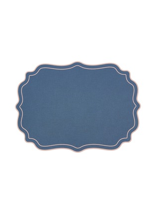 Main View - Click To Enlarge - PLUMERIA HOME - Scalloped Frames Placemat — Blue/Pink