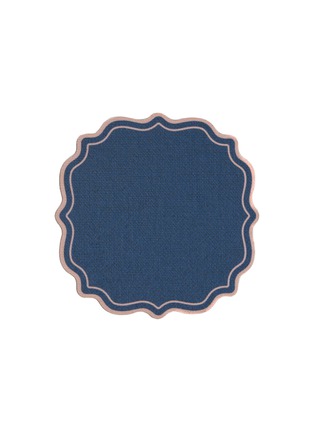 Main View - Click To Enlarge - PLUMERIA HOME - Scalloped Coaster — Blue/Antique Pink