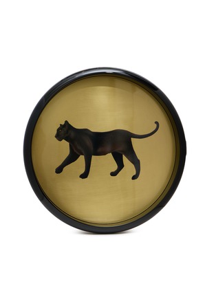 Detail View - Click To Enlarge - PLUMERIA HOME - Panther Motif Polished Brass Tray