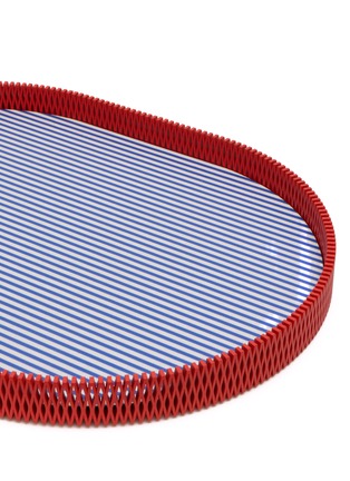 Detail View - Click To Enlarge - PLUMERIA HOME - Striped Oval Tray — Blue