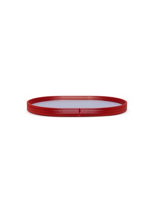 Main View - Click To Enlarge - PLUMERIA HOME - Striped Oval Tray — Blue