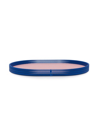Main View - Click To Enlarge - PLUMERIA HOME - Striped Oval Tray — Red
