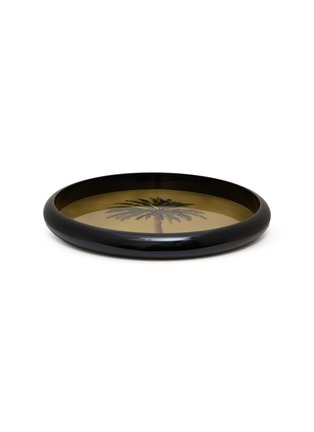 Main View - Click To Enlarge - PLUMERIA HOME - Palm Tree Motif Polished Brass Tray