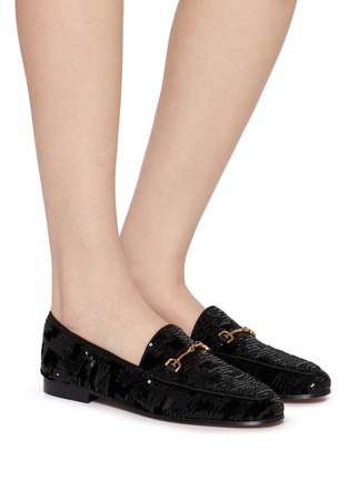 Figure View - Click To Enlarge - SAM EDELMAN - Loraine Horsebit Sequin Velvet Loafers