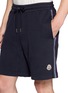  - MONCLER - Side Stripe Cotton Fleece Shorts
