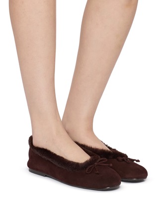 Figure View - Click To Enlarge - SAM EDELMAN - Alie Cozy Suede Shearling Ballerinas Flats