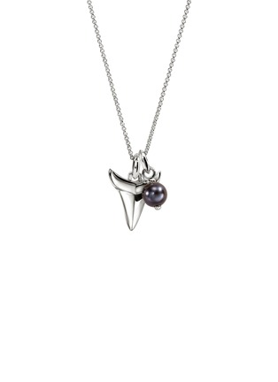 Detail View - Click To Enlarge - JOHN HARDY - Shark Tooth Talisman Sterling Silver Diamond Pearl Necklace — Size 16-18